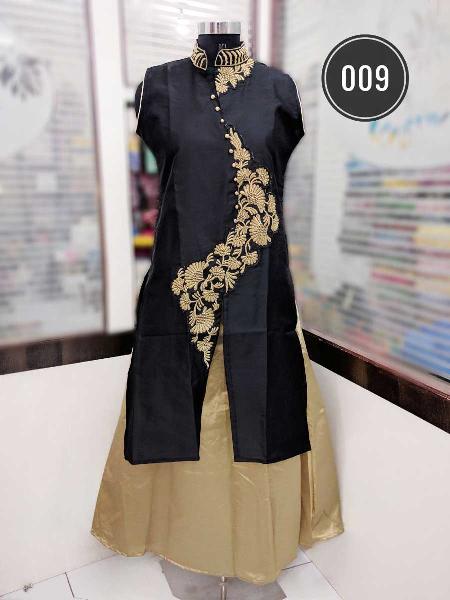 premium quality tapeta silk kurti with pant embroidery neck