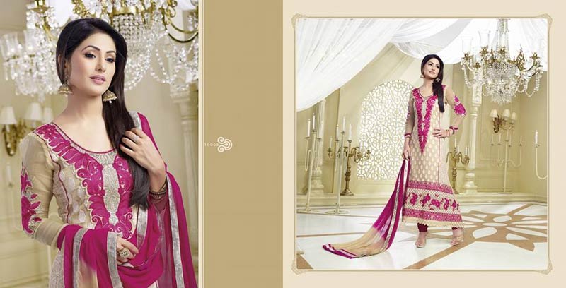 Designer Saga Cream Magenta Salwar Suit