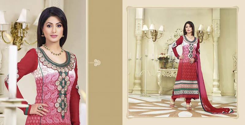 Heavy Embroidered Red Pink Salwar Suit