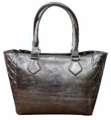 Ladies Silver Foiled Leather Handbag