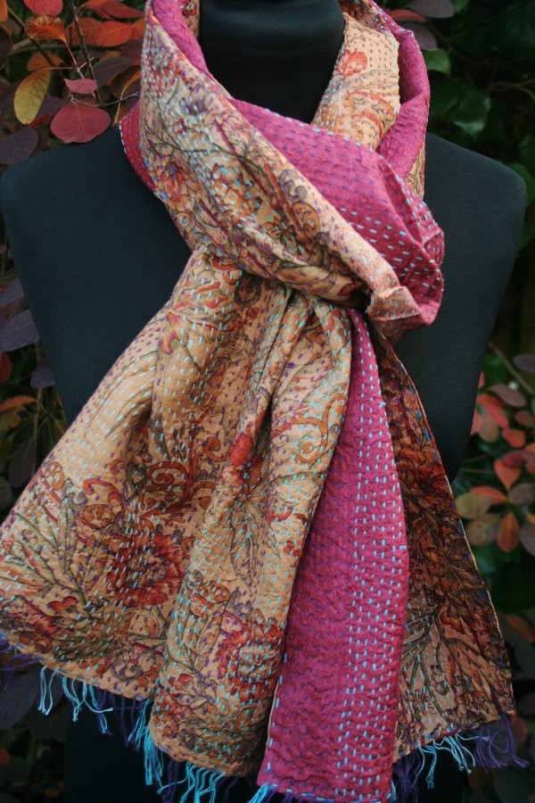 vintage kantha silk scarfs