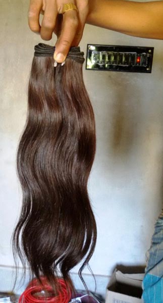 Remy Unprocessed Human Hair Extension, Color : NATURAL BROWN