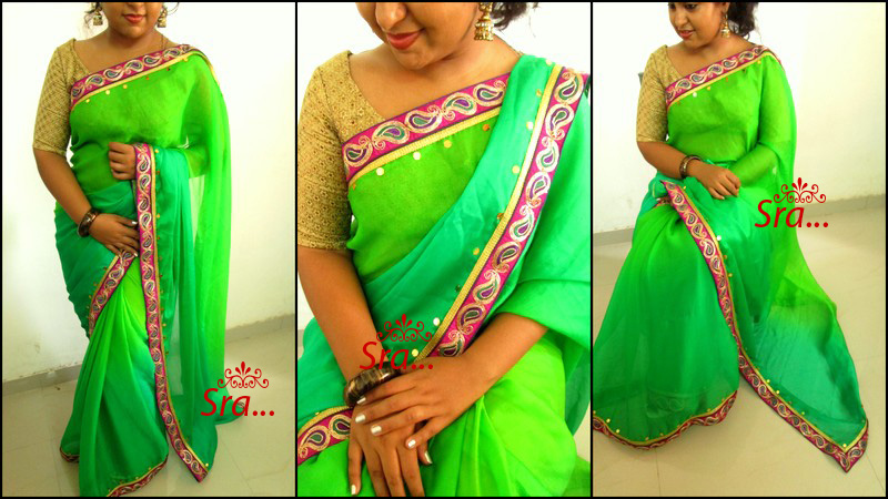 Pure chiffon Subtle Green Designer Saree