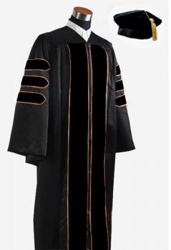 Deluxe Doctoral Graduation Gown With Velvet Banding