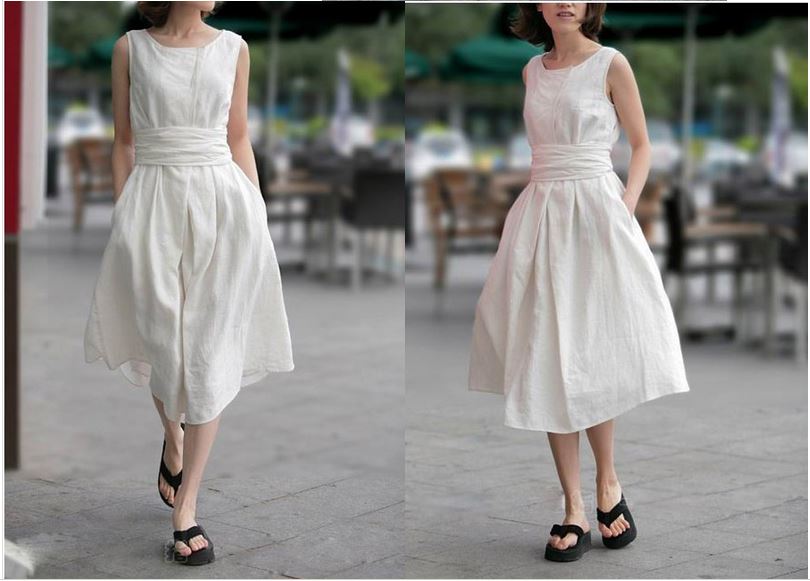 Womens Regular Wear White Dress