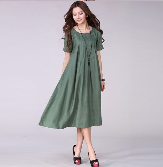 Linen Grey Party Wear Women Dress