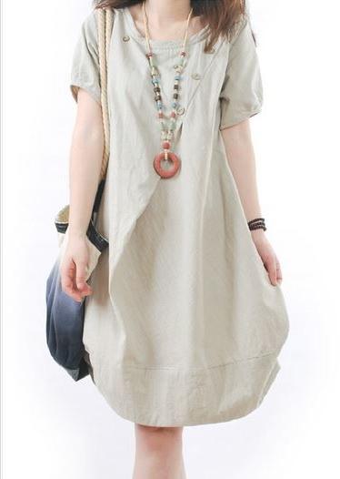 White Linen Regular Wear Women Dress