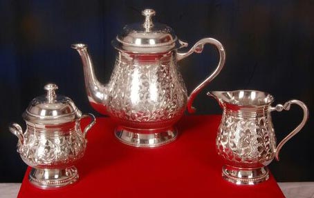 Brass Tea Set Silver Plated