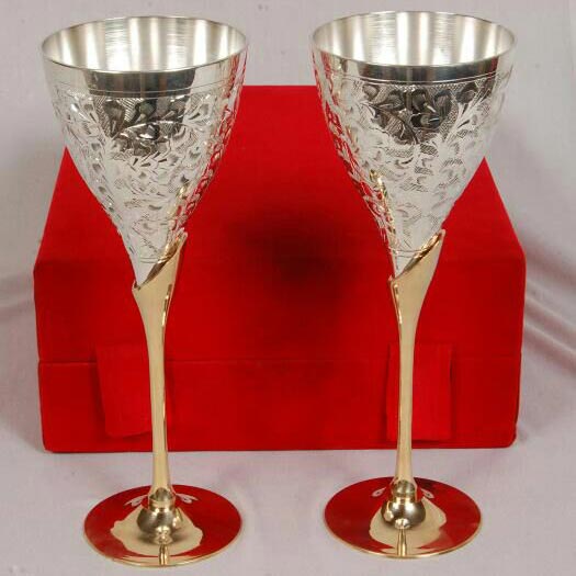 Brass Wine Glass Silver Plated