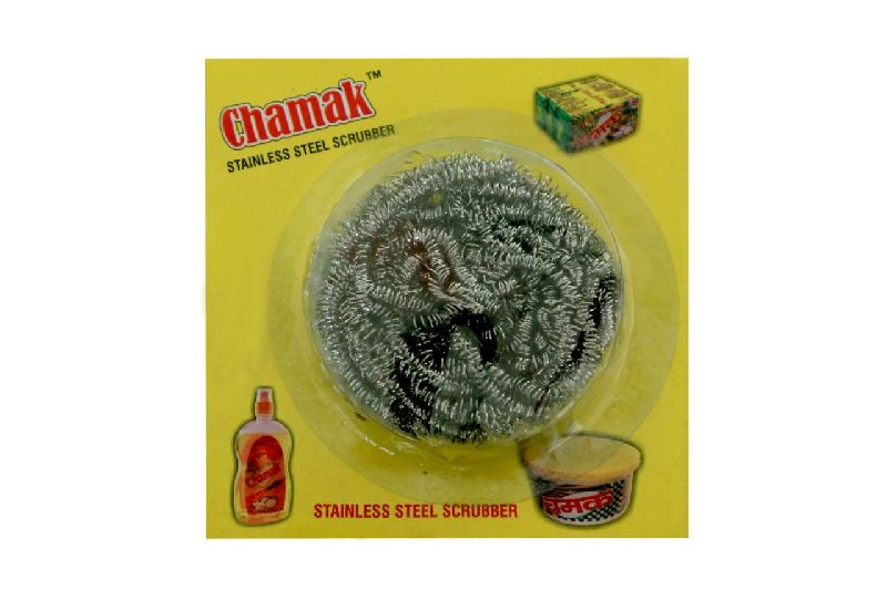 Chamak Stainless Steel Scrubber, Color : Shiny-silver