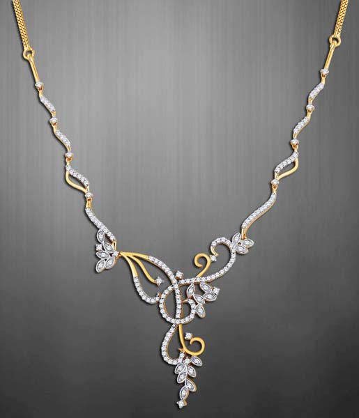 Diamond Gold Necklace (CWDGN002), Occasion : Engagement, Party, Wedding