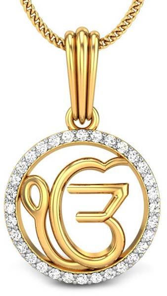 Gold Polished Diamond Religious Pendant (CWDRP229), Size : 0-15mm, 15-30mm, 30-45mm