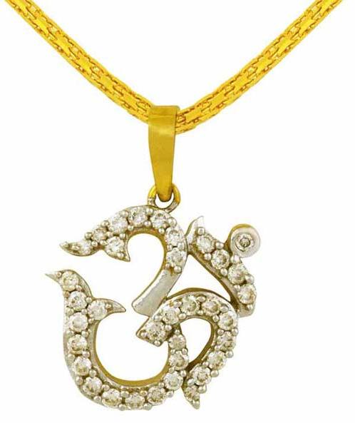 Gold Polished Plain Diamond Religious Pendant (CWDRP230), Size : 0-15mm, 15-30mm, 30-45mm
