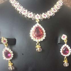 Pink Ruby Stone Necklace Set