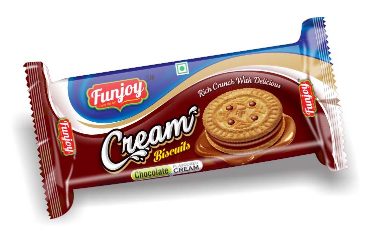 Funjoy crispy Chocolate Cream Biscuits, Packaging Type : 10 pkt in bag, 12 bag in carton
