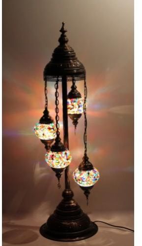 Turkish Handmade 4 Ball Mosaic Floor Lamps