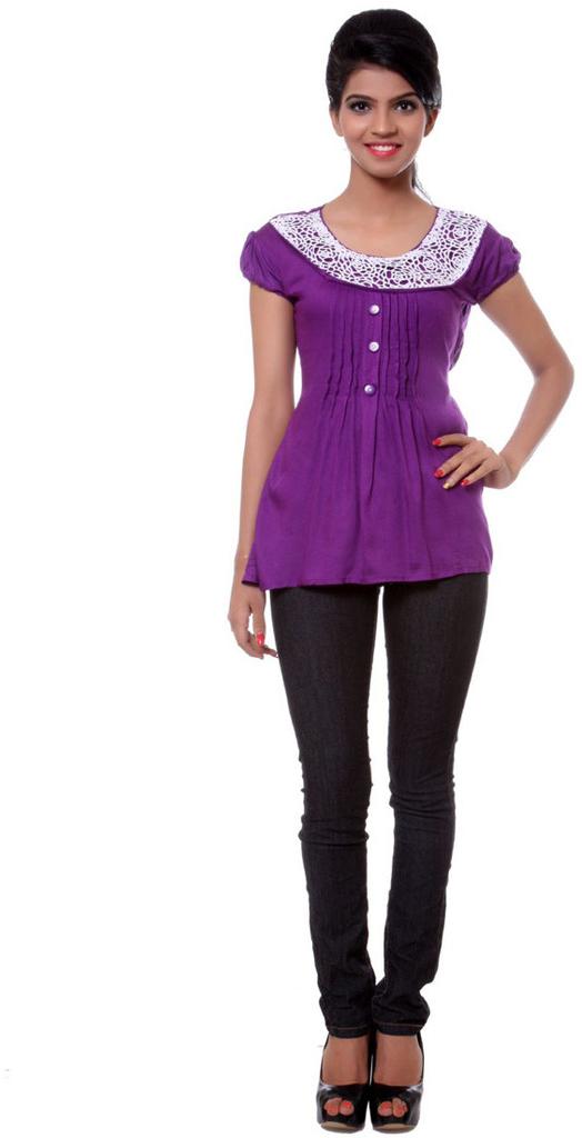 Womens Cotton Violet Tunic Top