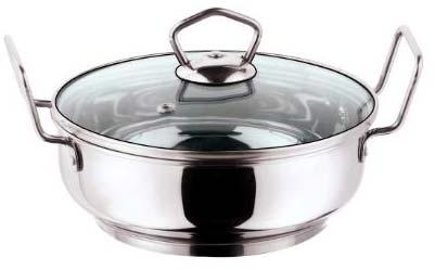 Stainless Steel Kadai with Glass Lid