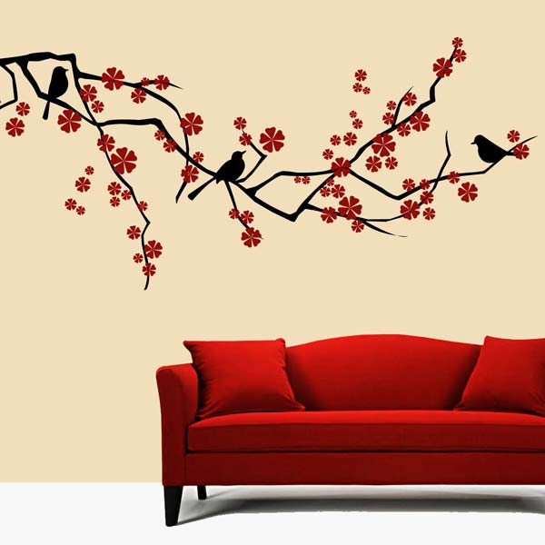 Birds With Flowers Wall Decal