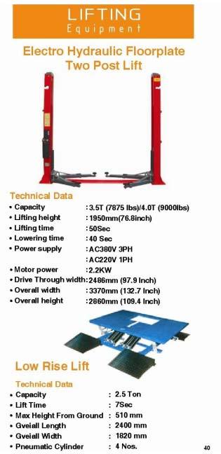 Hmt-launch   Hydrauic Floor Plate Two Post Lift with 3.5 Ton Capacity - Imported