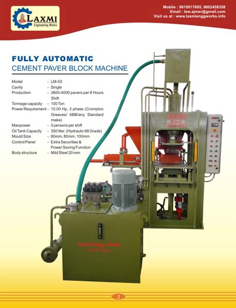 Automatic Block and Bricks Making Machine, Capacity : 100ton