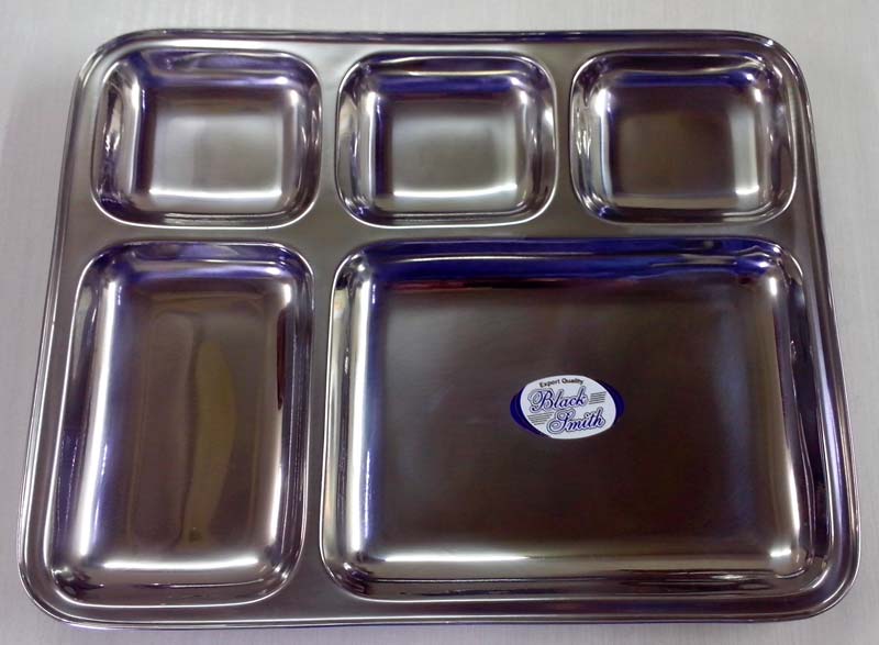 Five Grids Stainless Steel Divider Food Trays