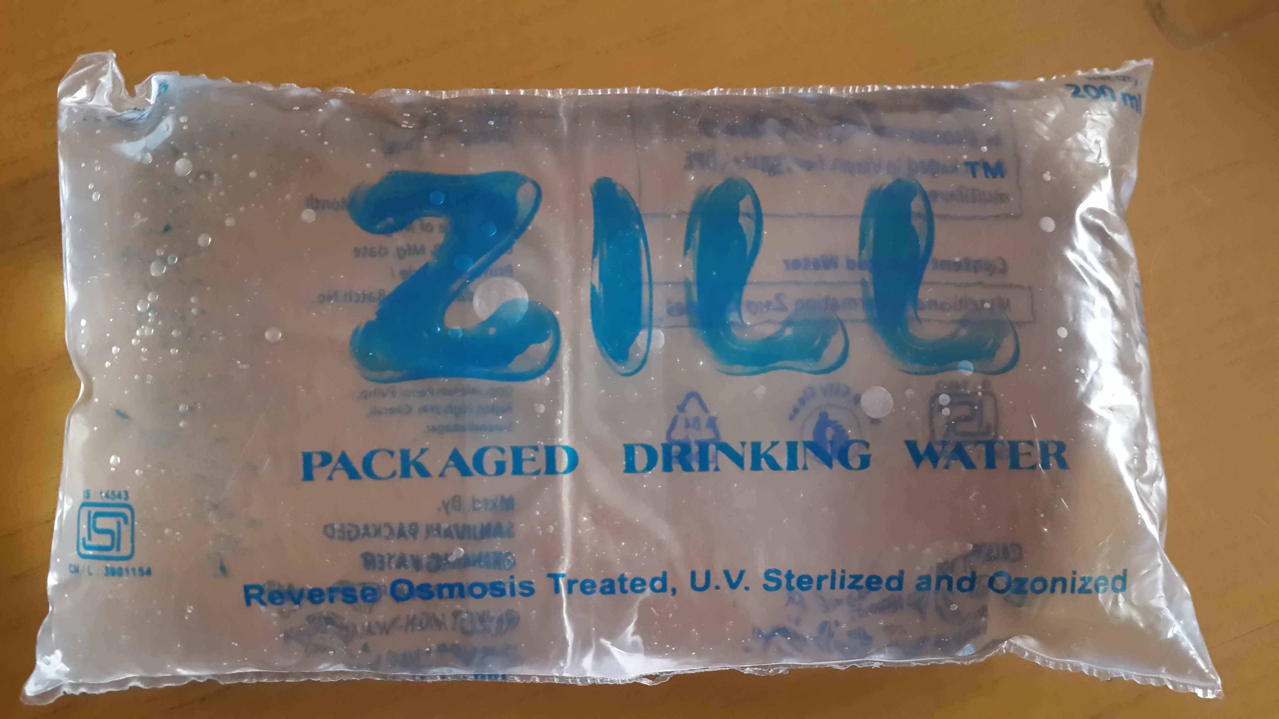 Packaged Drinking Water Pouches