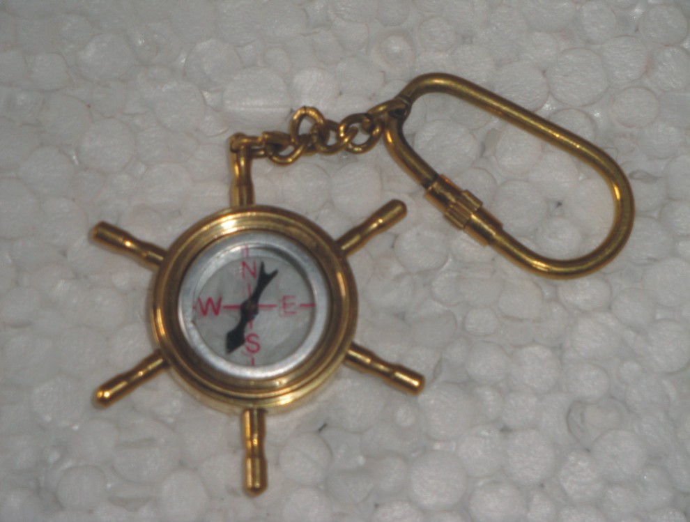 Compass Brass Key Ring