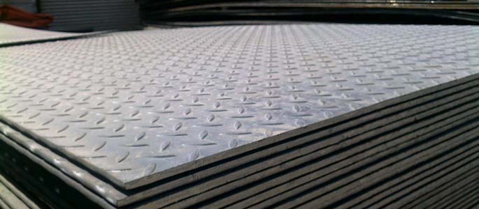 Grey Coated MS Chequered Plates, for Industrial, Ship Building, Length : 6 to 10 Feet