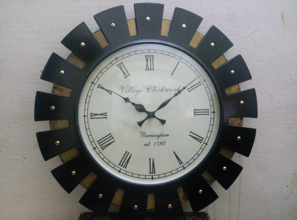 Fan Style Wooden Wall Clock