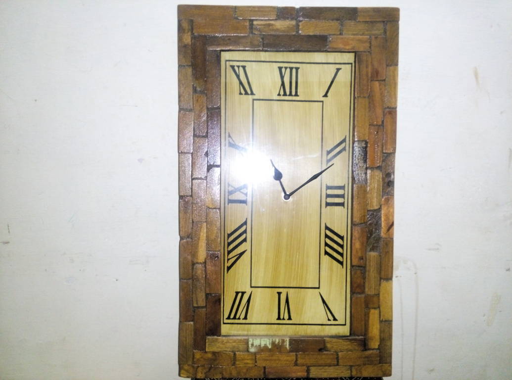Rustic Wooden Wall Clock - Rectangle Shape