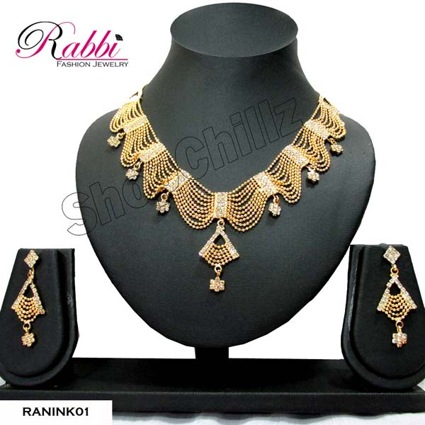Gold Plated Necklace Set (NKGPFRLWS)