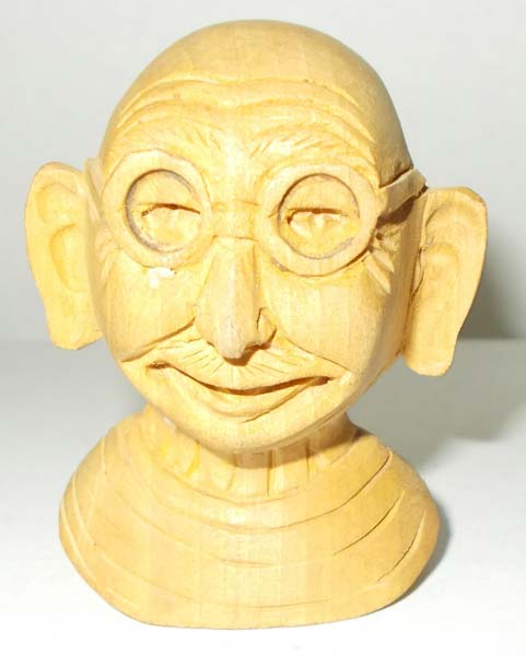 Wooden Mahatma Gandhi Head
