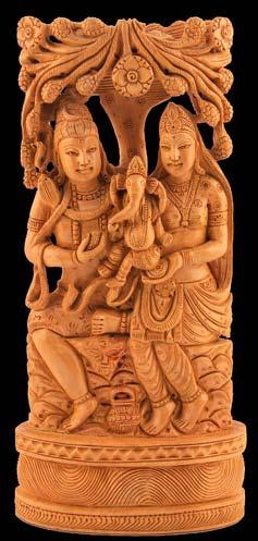 Wooden Shiva Parvati Statue