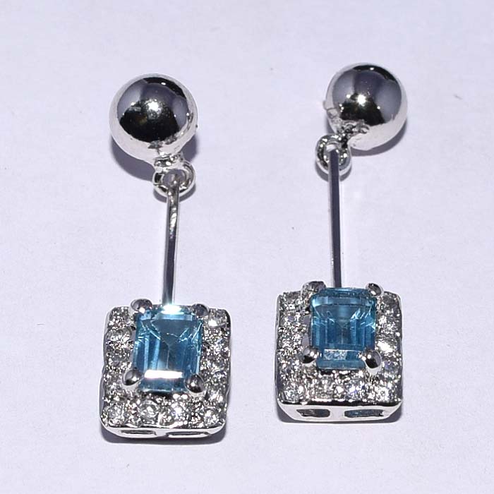 Blue Topaz Earring in Sterling Silver