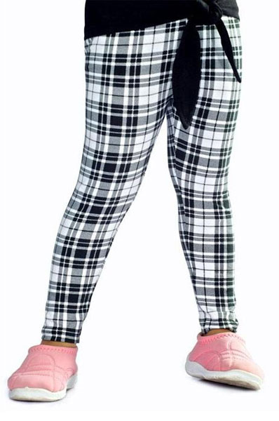 White Color with Checked Printed Legging
