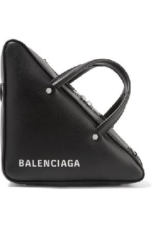 Triangle Black Leather Handbag