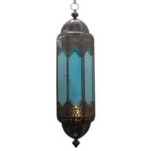 MOROCCAN LANTERN WITH BLUE GLASS