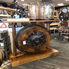Wooden Cart Wheel console Table