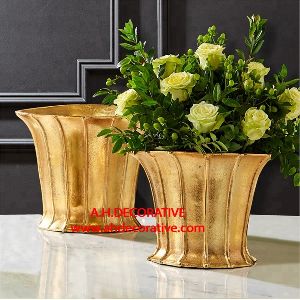 Metal Gold Flower Bucket