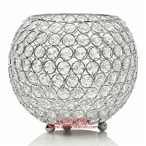 Silver Crystal Candle Holder