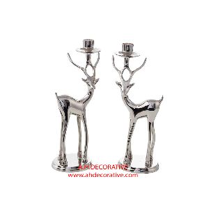 Silver Metal Deer Candle Holder
