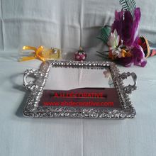 Square Silver Serving Tray With Handle