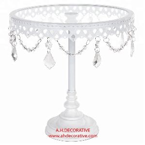 White Pillar Cake Stand With Mirror Top