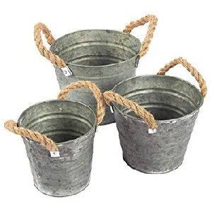 Vintage Galvanized Planter Buckets