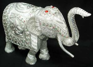 White Metal Elephant Figure