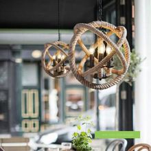 Burlap Rope Chandelier Atomic Rings