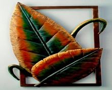 Hand painted banana leaf panel