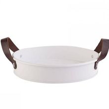 Round Leather Serving Trays
