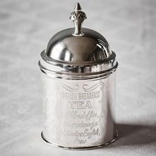 Silver Plated Round metal tea caddy